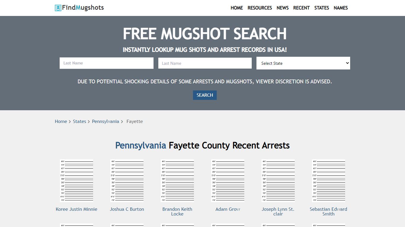 Find Fayette Pennsylvania Mugshots - Find Mugshots